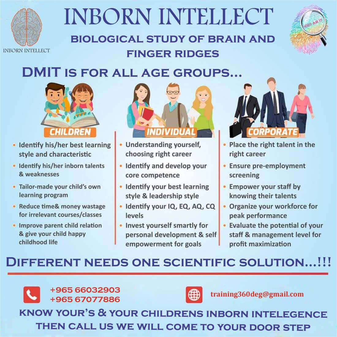 Dermatoglyphic Multiple Intelligence Test, Language: English,Hindi